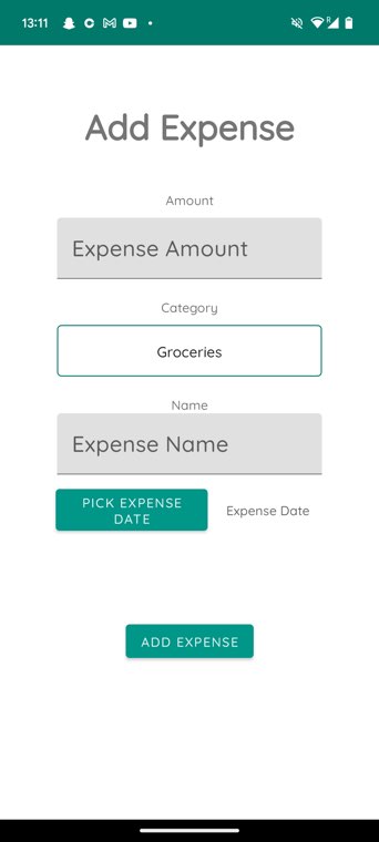 DashBudget add expense screen