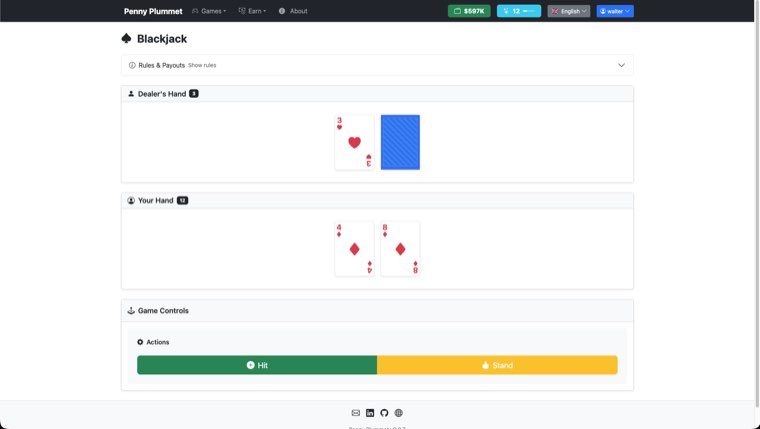 Penny Plummet blackjack gameplay
