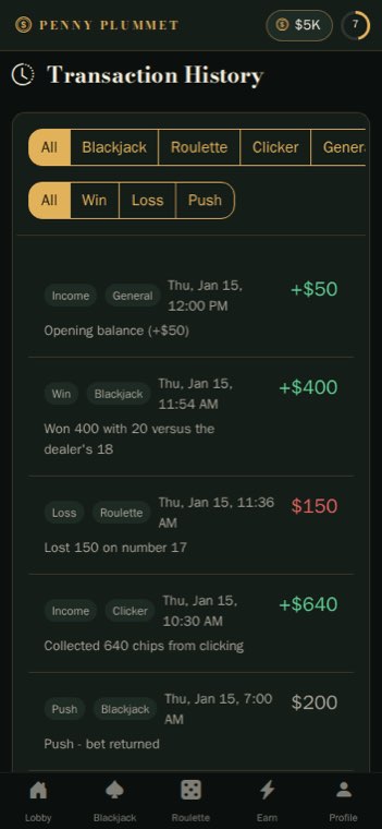 Transaction history with filters on a phone